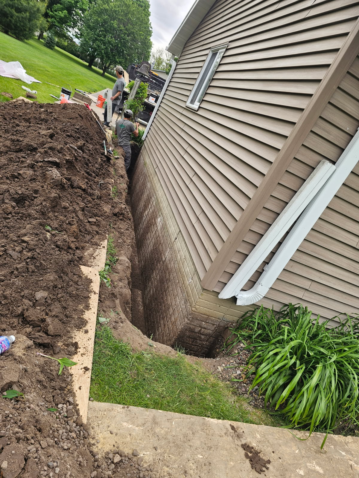 Exterior foundation crack repair in the Quad Cities by Behncke Construction 1