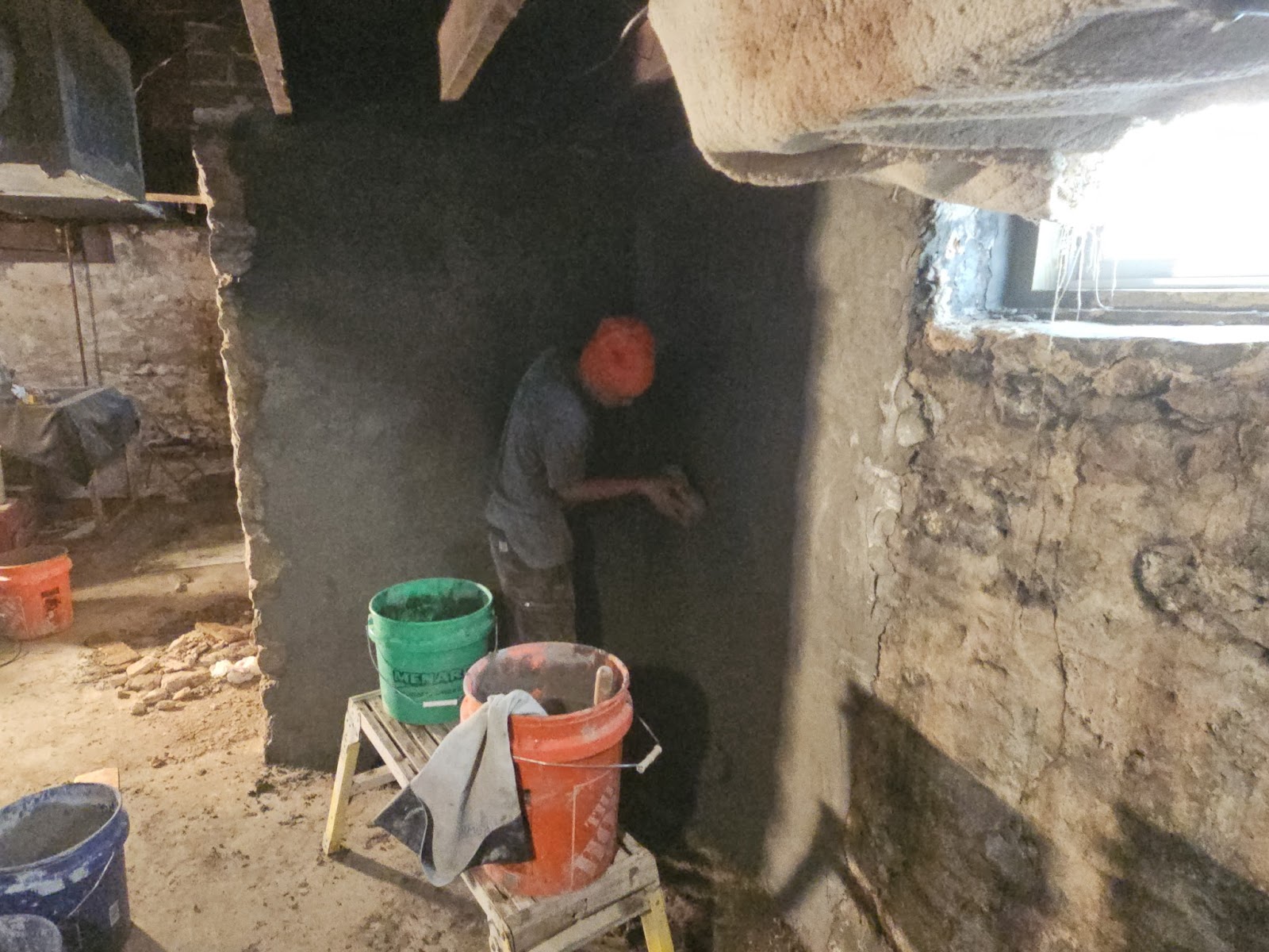 Stone foundation restoration and parging by Behncke Construction 2
