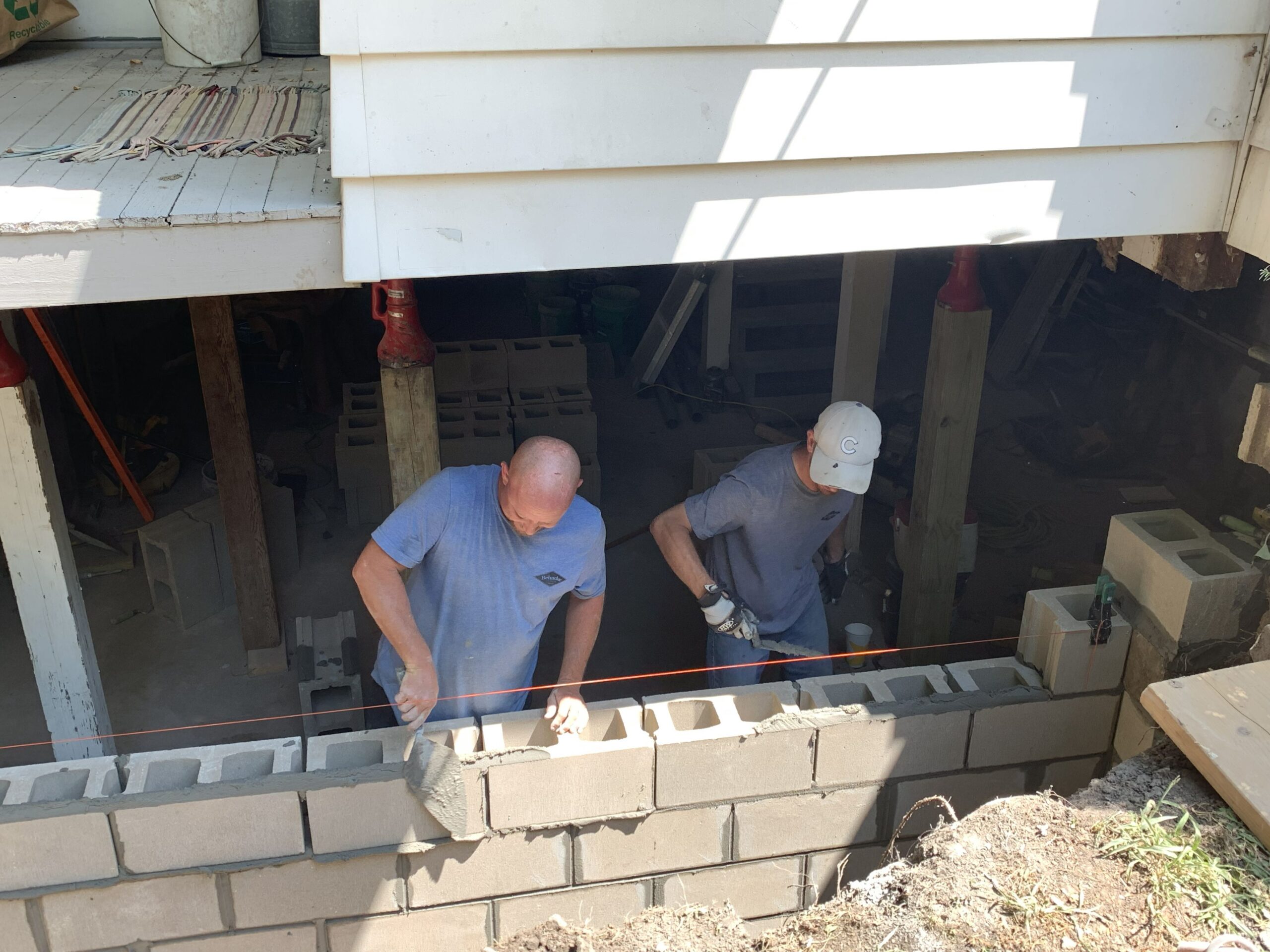 Behncke Construction crew on a structural repair job in the Quad Cities