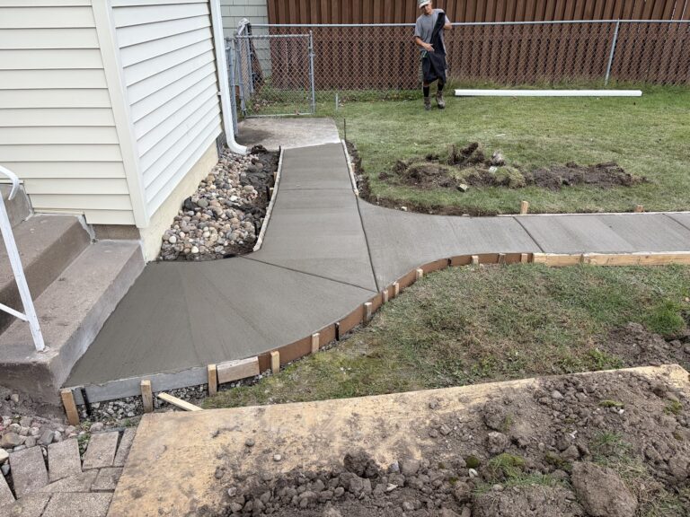 Foundation Crack Repair, Parging & New Concrete Sidewalk — Moline, Illinois